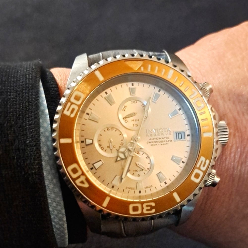 Invicta Gold and Silver Swim Watch with Chronograph Features